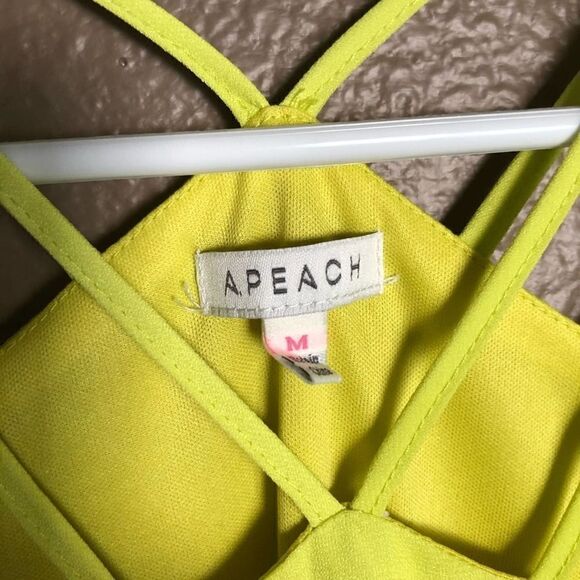 A. Peach Strappy Neon Yellow Dress MEDIUM - Picture 3 of 5